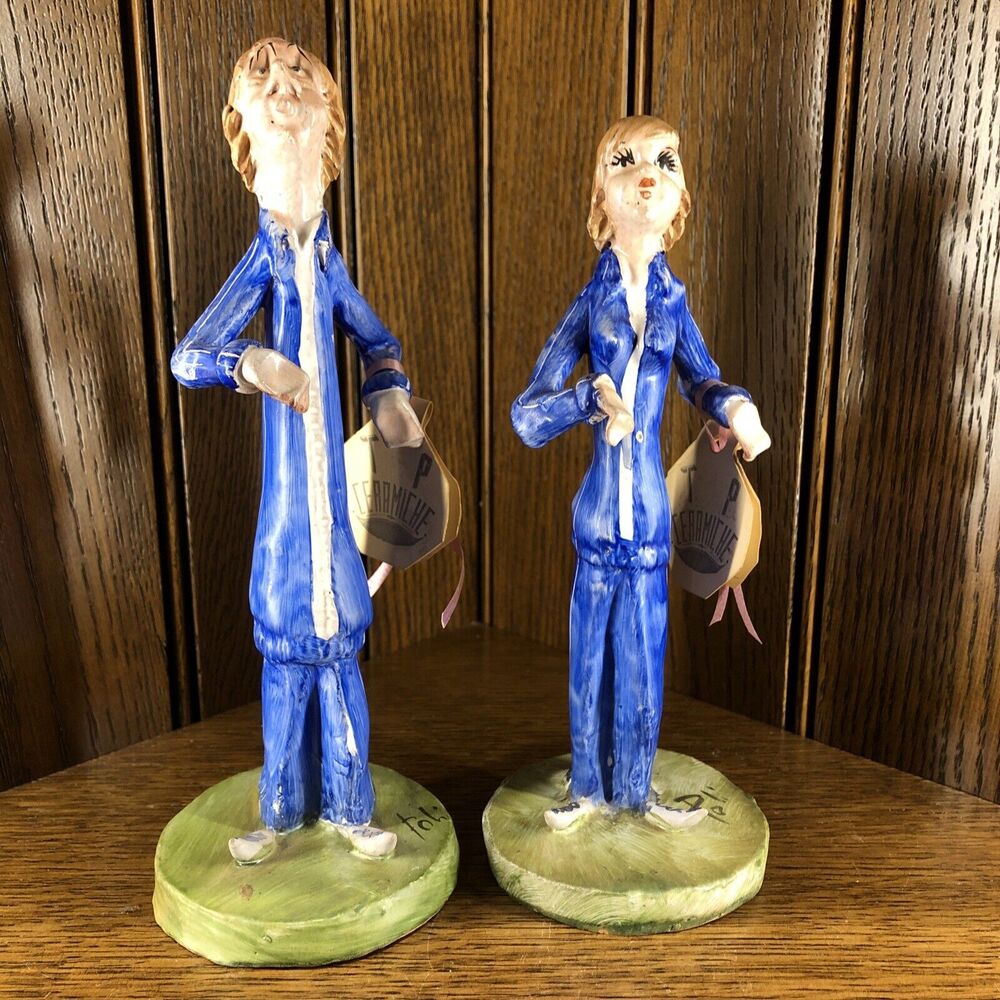 Vintage TP Ceramiche Italian Italy Ceramic Couple Figurine Statue Poli Man Woman